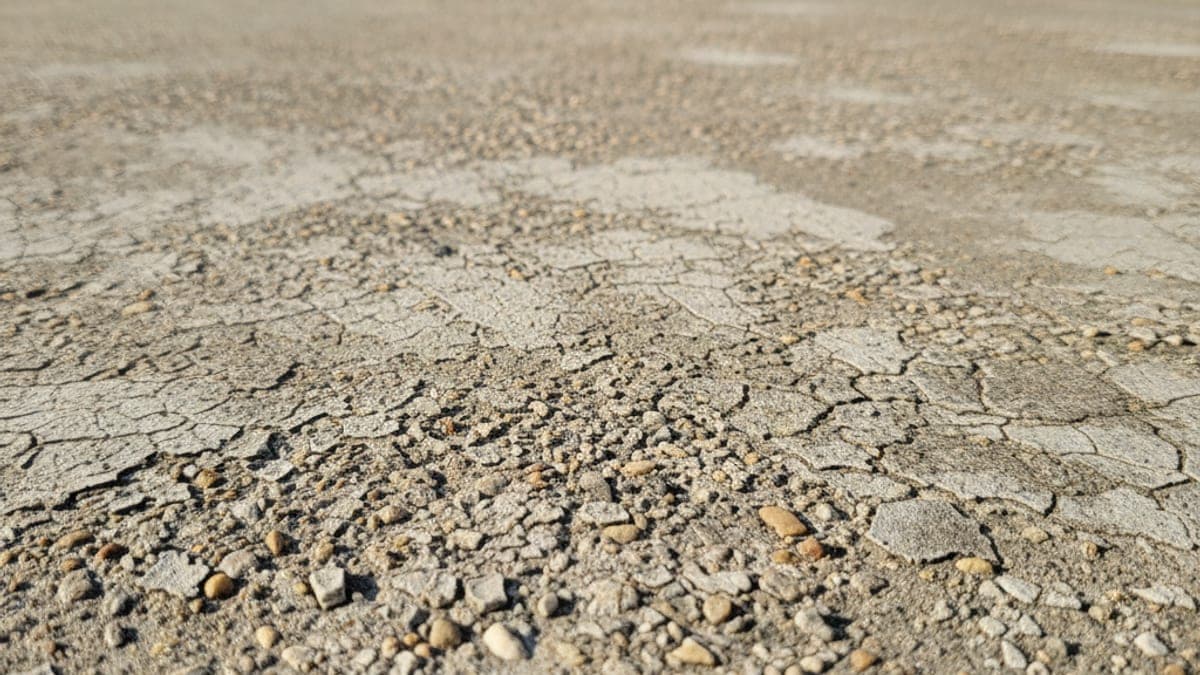Close-up of a poorly finished concrete slab with surface defects in San Diego