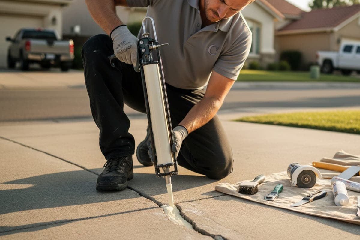 Cracked residential concrete driveway in San Diego before repair